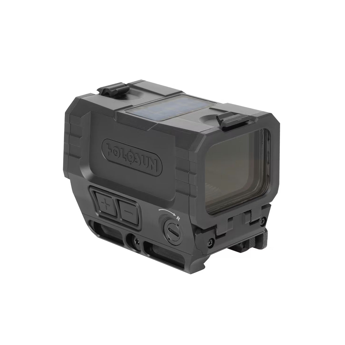 Holosun Ronin AEMS MAX green dot sight front three-quarter view showing the window