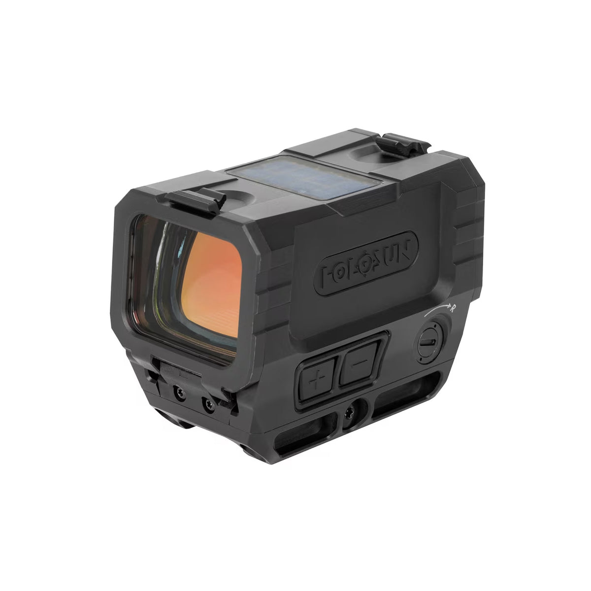 Holosun RONIN AEMS MAX red dot sight front three-quarter view showing the large window and orange lens