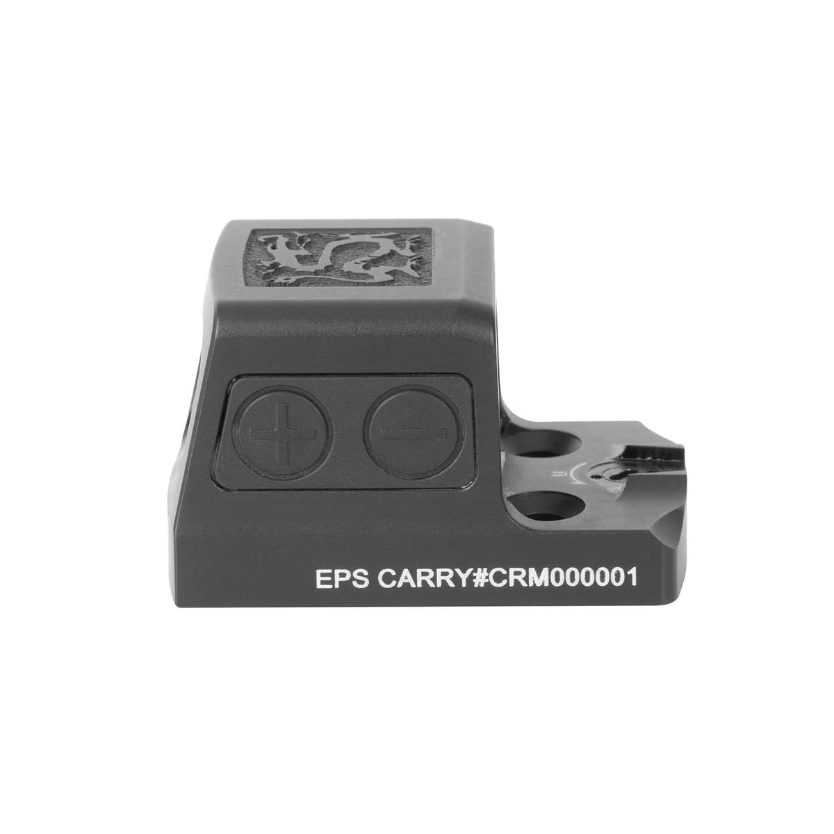 Holosun Ronin EPS Carry red dot sight side view showing the brightness buttons