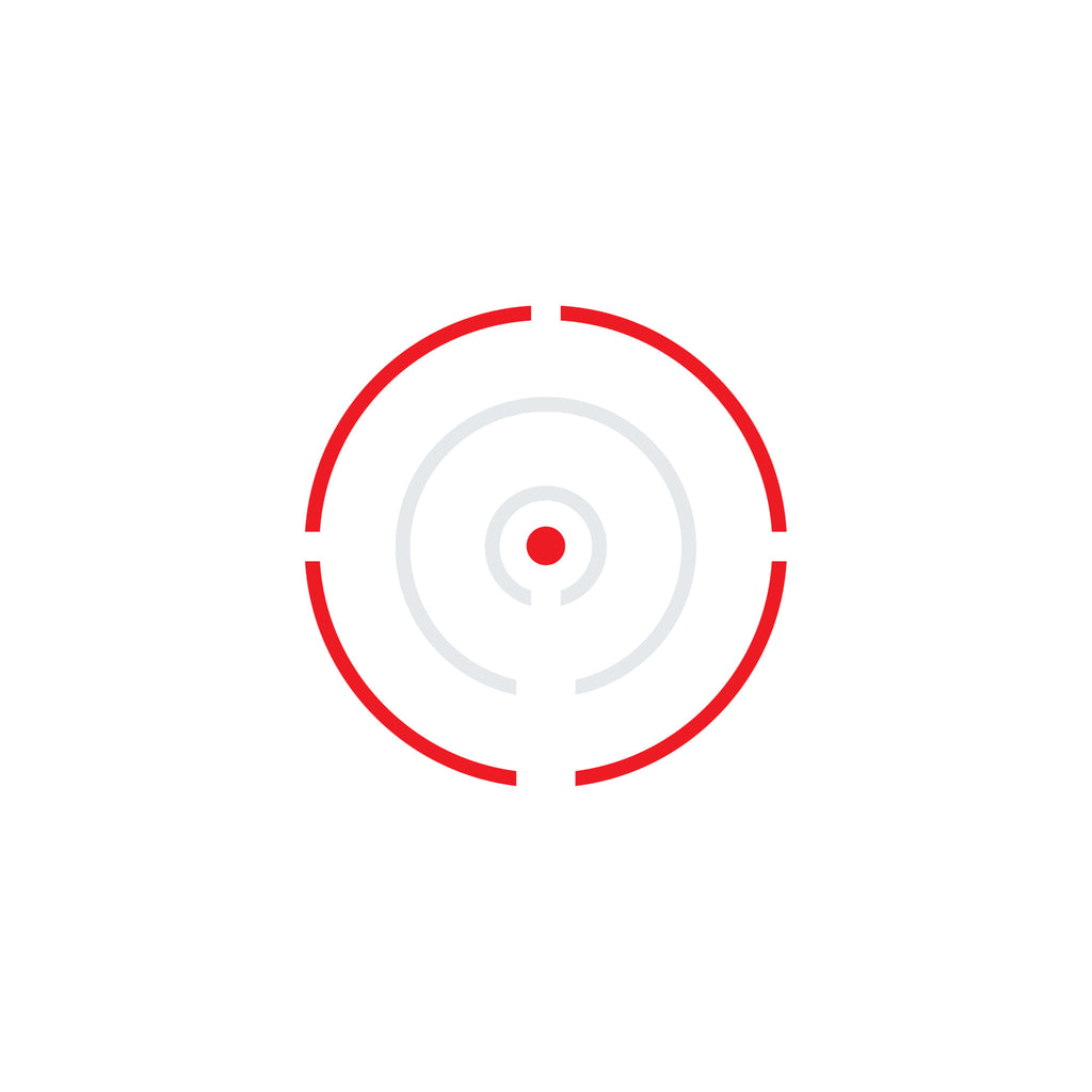 Holosun RONIN HS507COMP red dot sight competition reticle system diagram shown in red on a white background