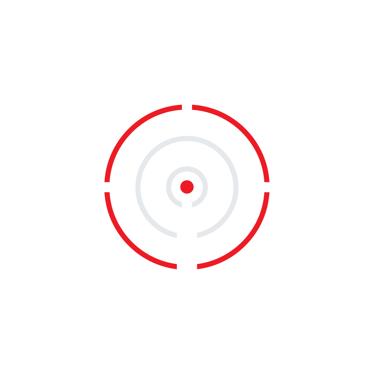 Holosun RONIN HS507COMP red dot sight competition reticle system diagram shown in red on a white background