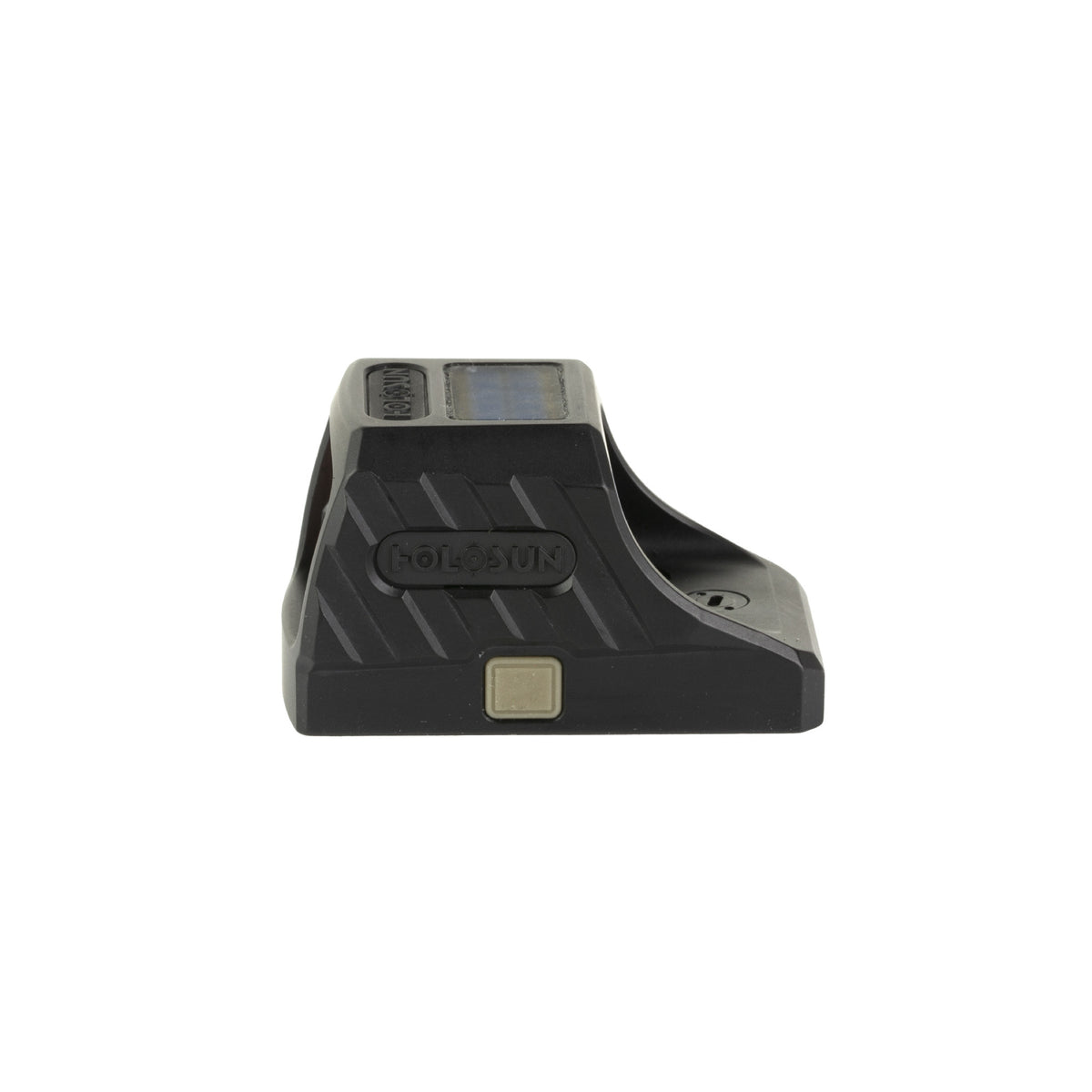 Holosun SCS-320 green dot sight rear three-quarter view showing the solar panel and mounting footprint