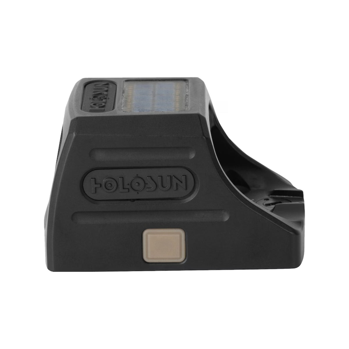 Holosun SCS Carry green dot sight side view from the right showing the solar panel and housing