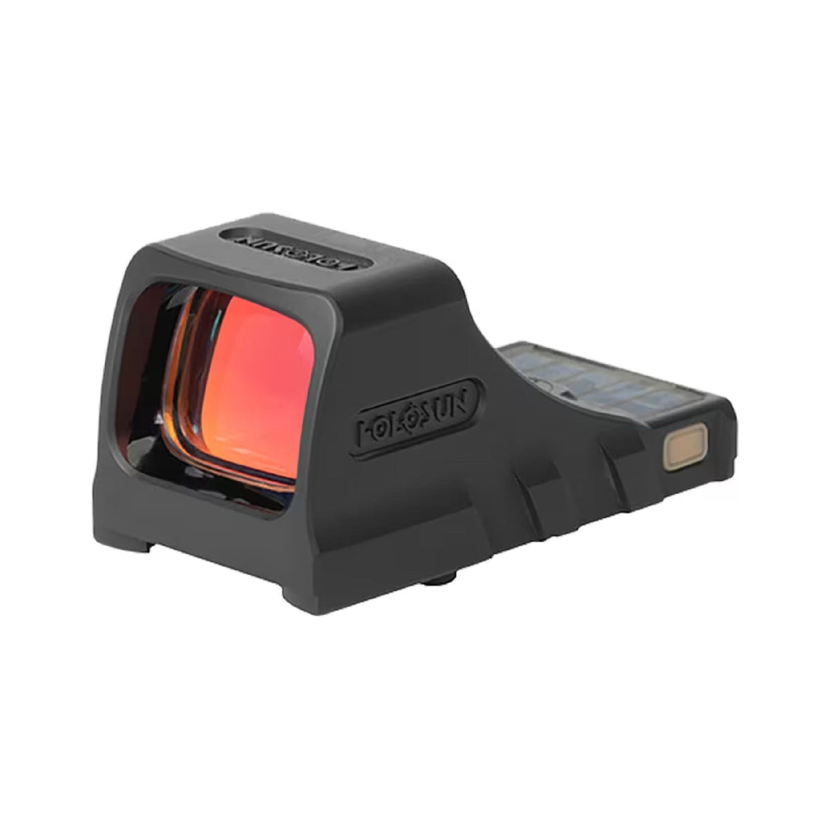 Holosun SCS-PDP green dot sight side view showing the window and red lens coating