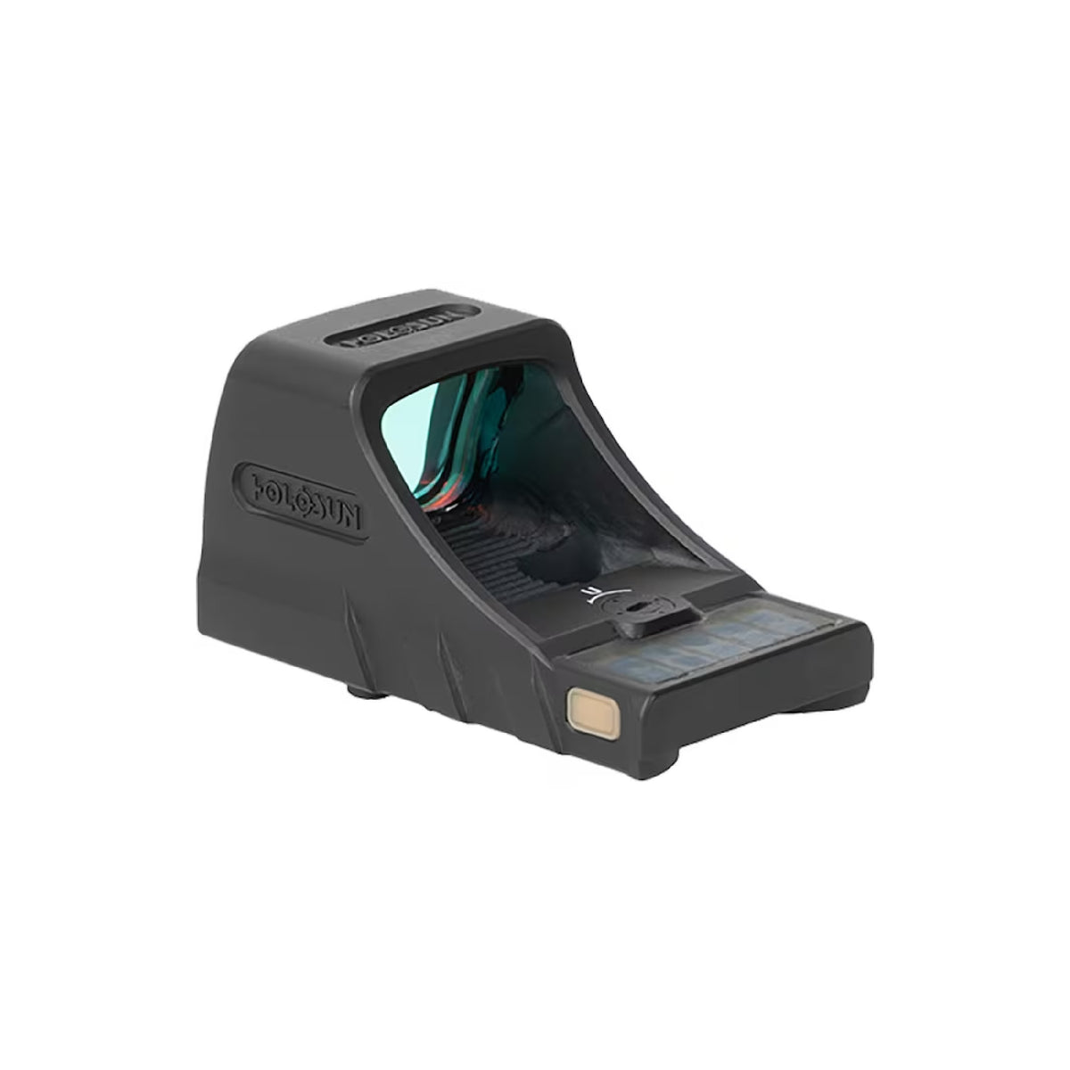 Holosun SCS-PDP green dot sight rear three-quarter view showing the solar panel and mounting footprint