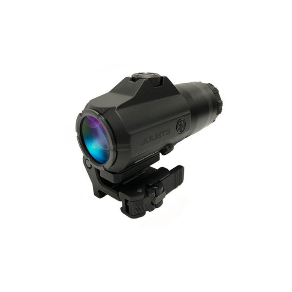 SIG Sauer JULIET3 3x magnifier front three-quarter view showing the objective lens