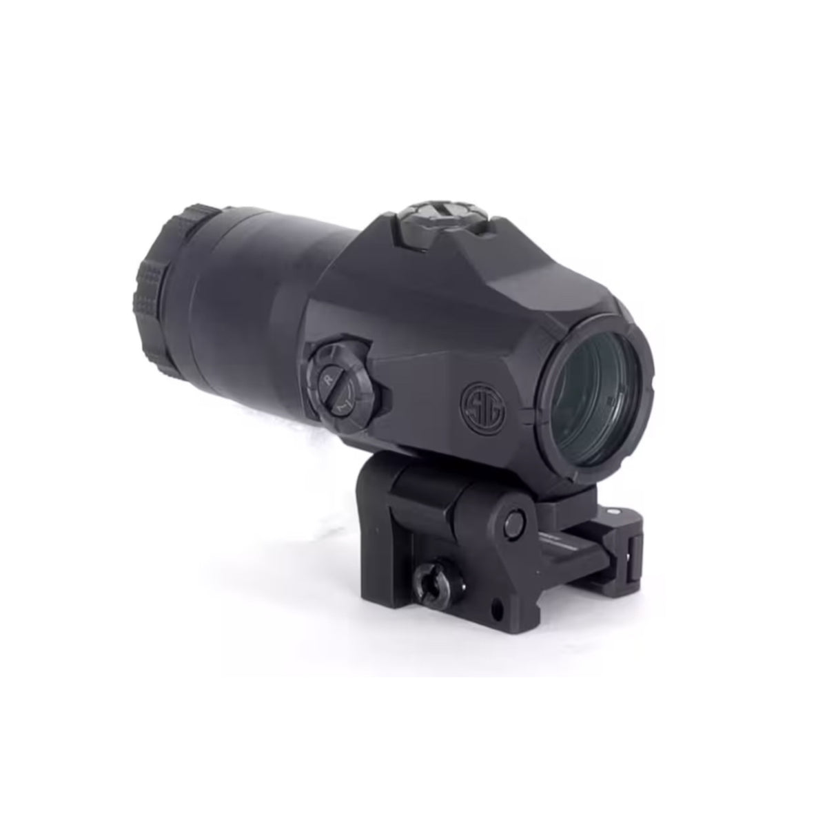 SIG Sauer JULIET3 3x magnifier side view on the mount on a white background