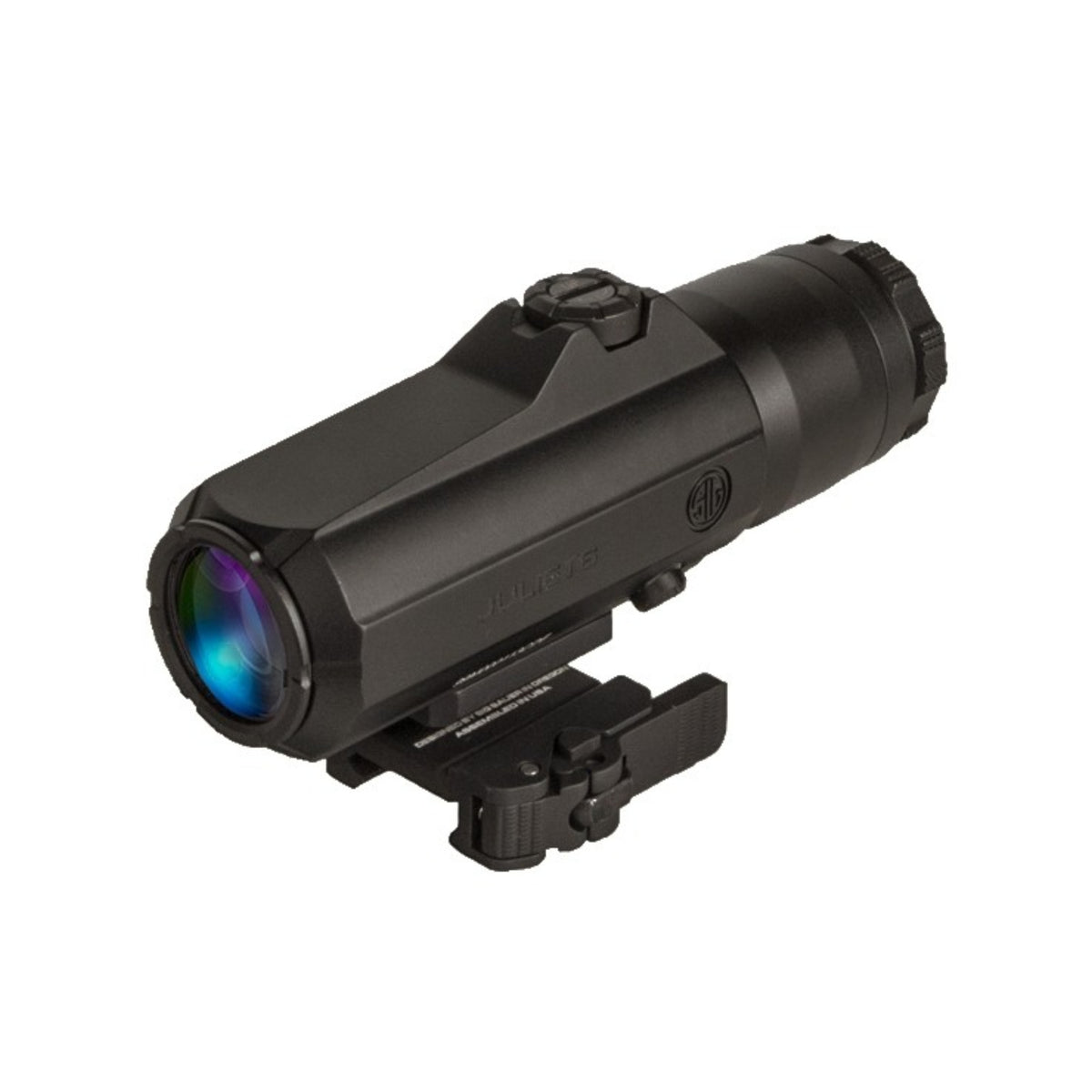 SIG Sauer JULIET6 6x magnifier front three-quarter view showing the objective lens