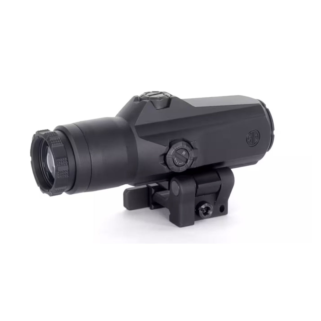 SIG Sauer JULIET6 6x magnifier side view on the mount on a white background