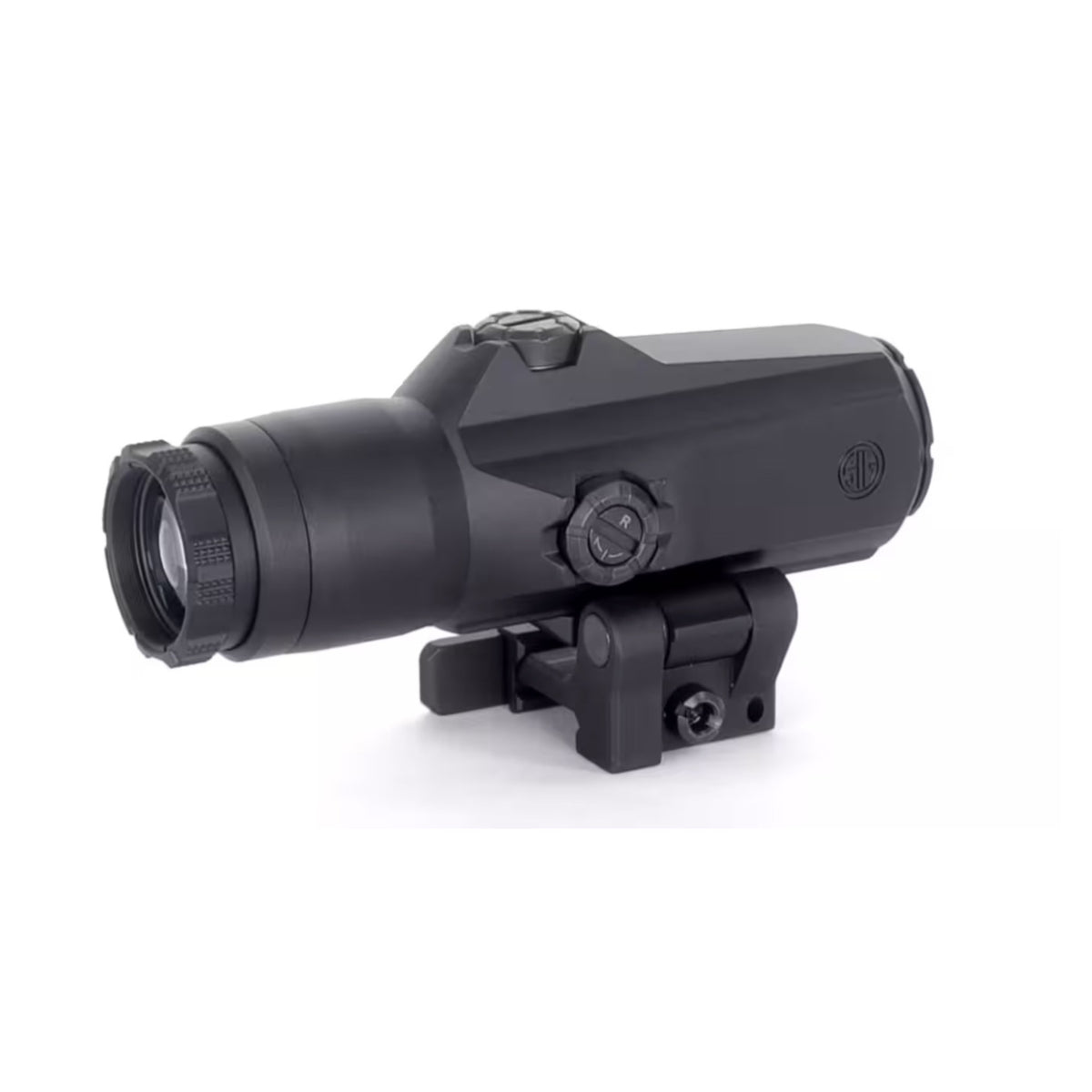 SIG Sauer JULIET6 6x magnifier side view on the mount on a white background