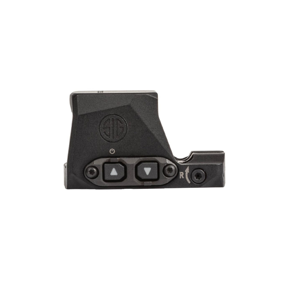 SIG Sauer ROMEO-X Compact red dot sight side view showing the brightness buttons