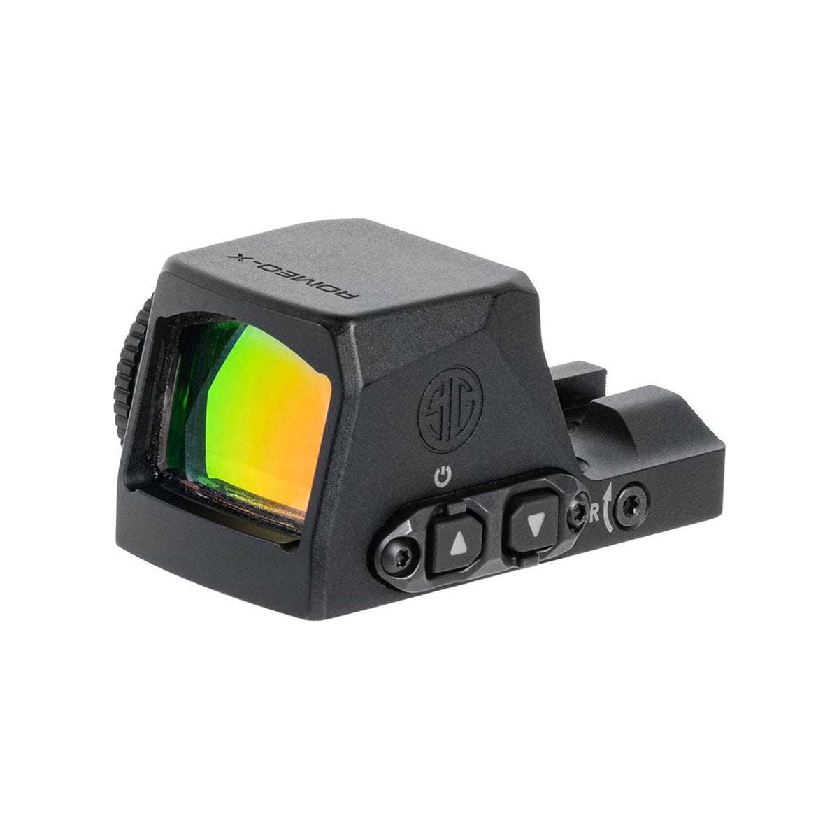 SIG Sauer ROMEO-X Pro green dot sight front three-quarter view showing the lens