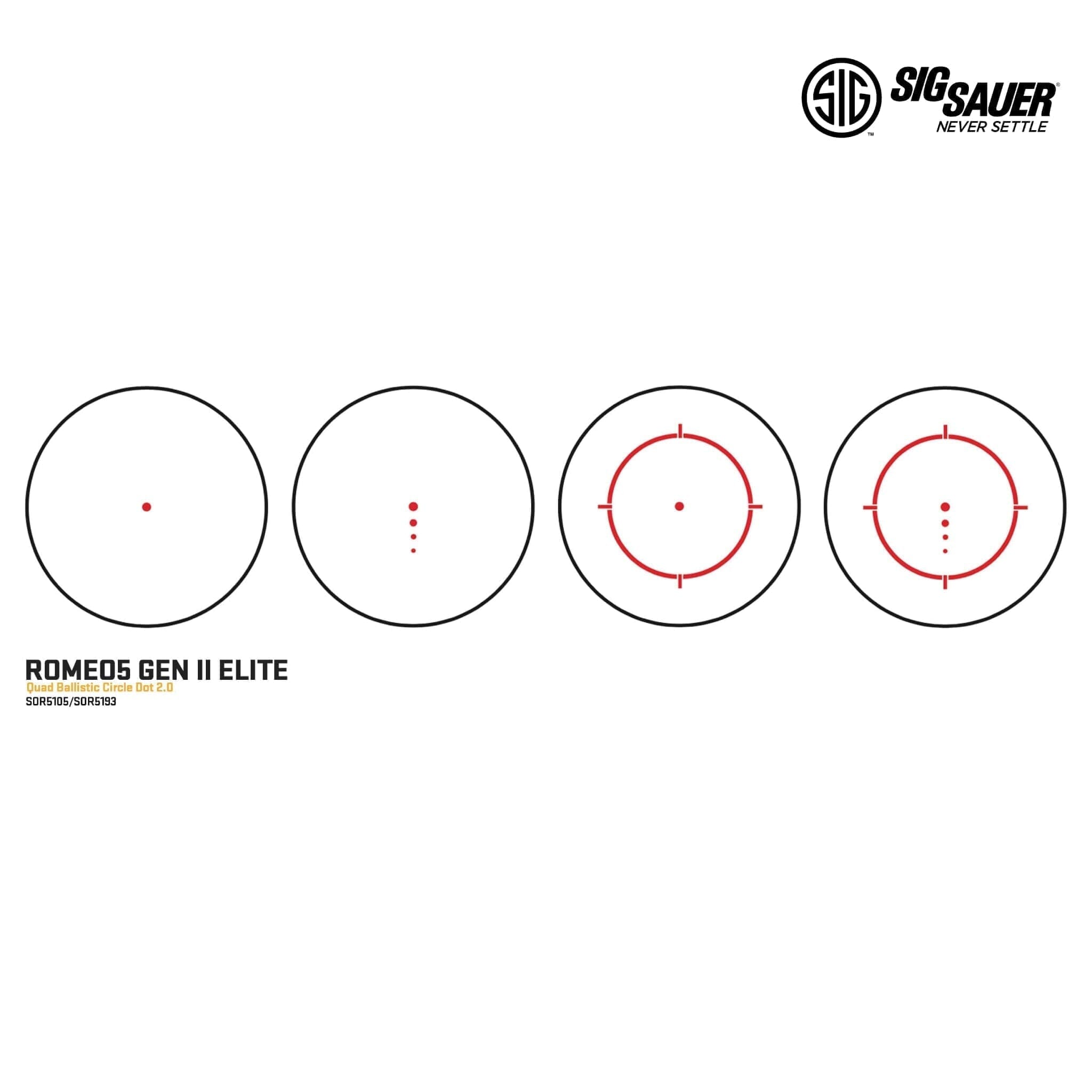 SIG Sauer ROMEO5 Gen II Elite Red Dot Sight 1x20mm Quad Ballistic Circle Dot 2.0 Reticle, 1.41" Absolute Co-Witness Mount, Black – SOR5105 Red Dot Sight SIG Sauer 