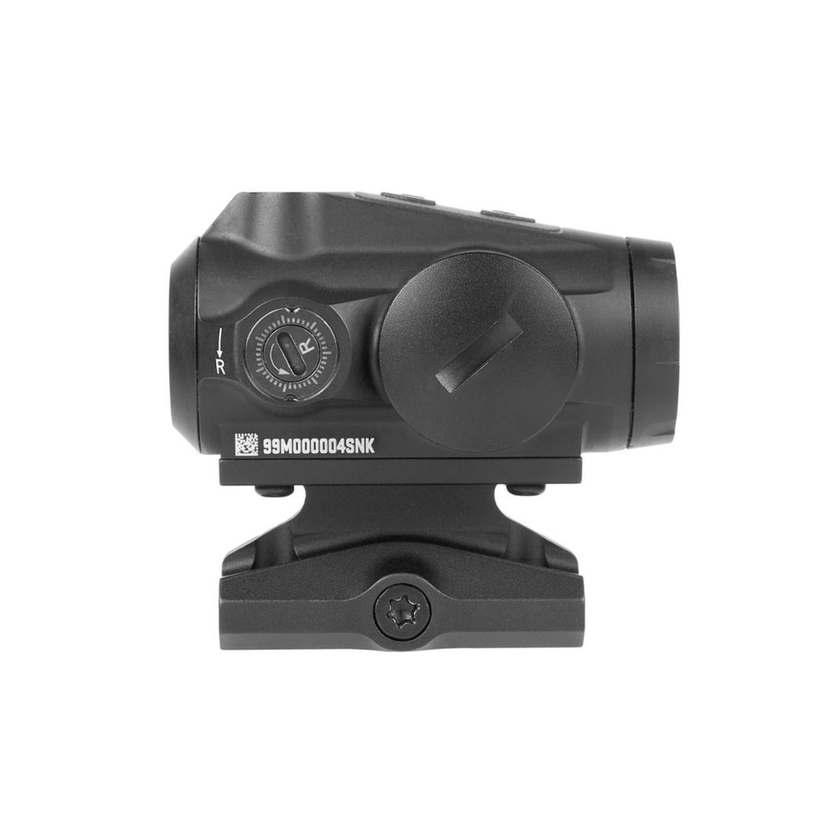 SIG Sauer ROMEO5 Gen II Elite red dot sight side view showing the adjustment turret on its mount