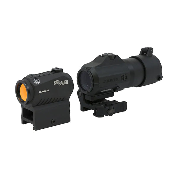 SIG Sauer ROMEO5 Gen II red dot sight and JULIET3 Micro 3x magnifier side view