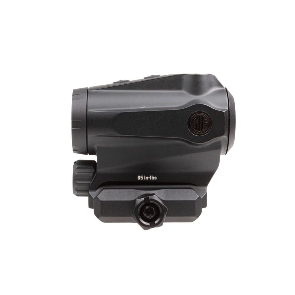 SIG Sauer ROMEO5XDR Gen II red dot sight side view on the riser mount