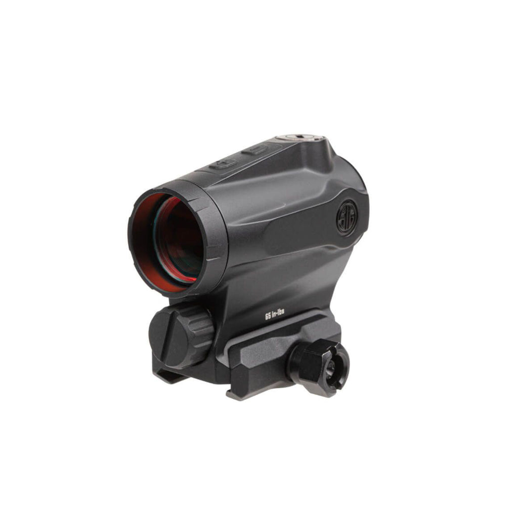 SIG Sauer ROMEO5XDR Gen II red dot sight front three-quarter view showing the lens
