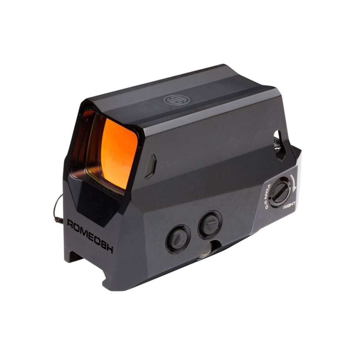 SIG Sauer ROMEO8H red dot sight side view showing the buttons