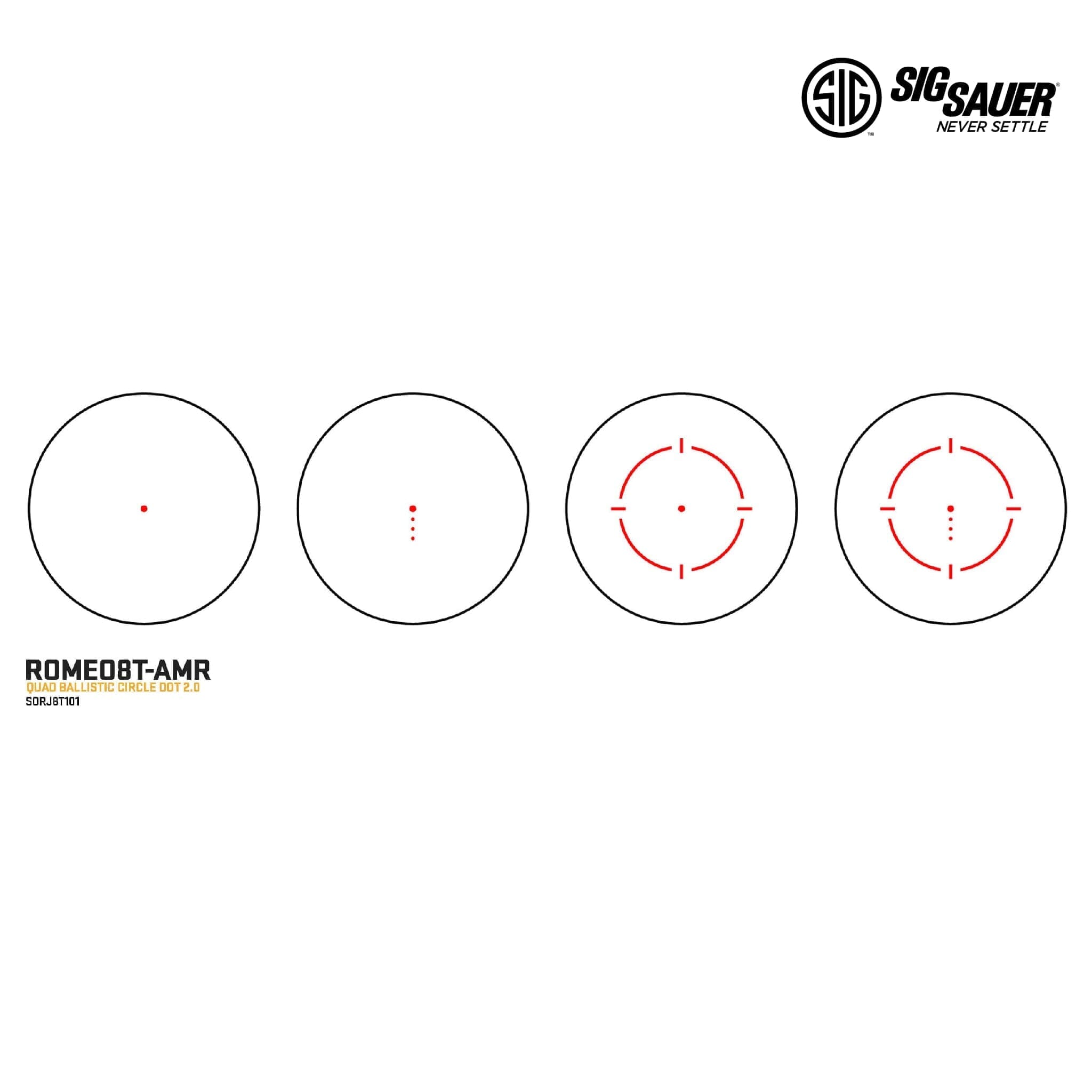 SIG Sauer ROMEO8T-AMR Red Dot Sight Quad Ballistic Circle Dot 2.0 Reticle – SOR8T101 Red Dot Sight SIG Sauer 