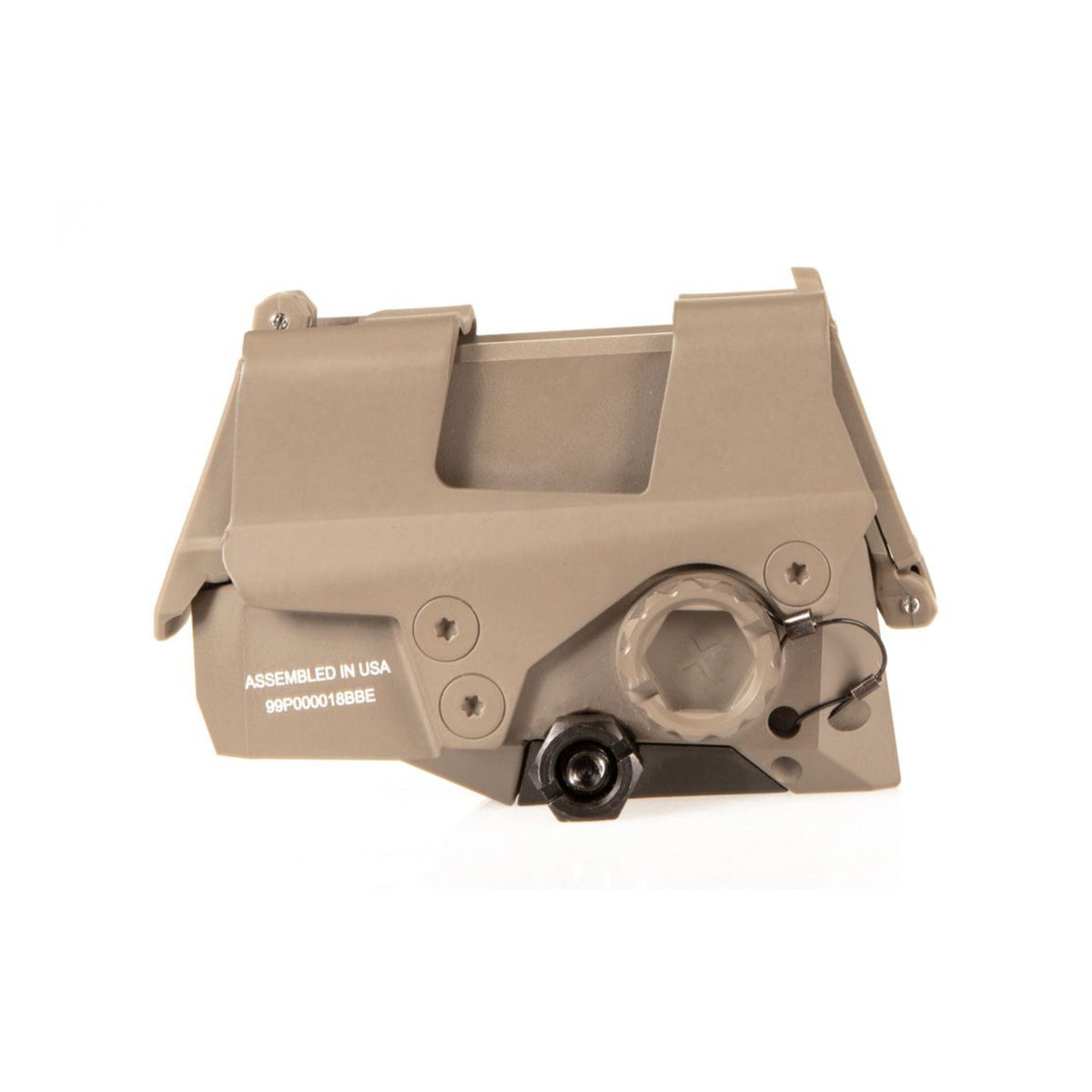 SIG Sauer ROMEO8T red dot sight flat dark earth side view from the right with the lens covers closed