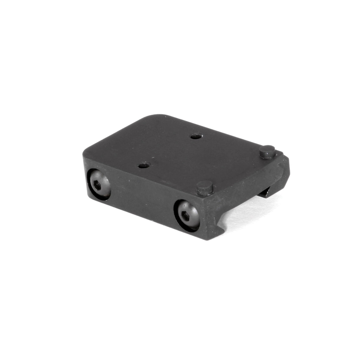 Trijicon RM33 RMR low Picatinny rail mount angled view showing the clamp screws