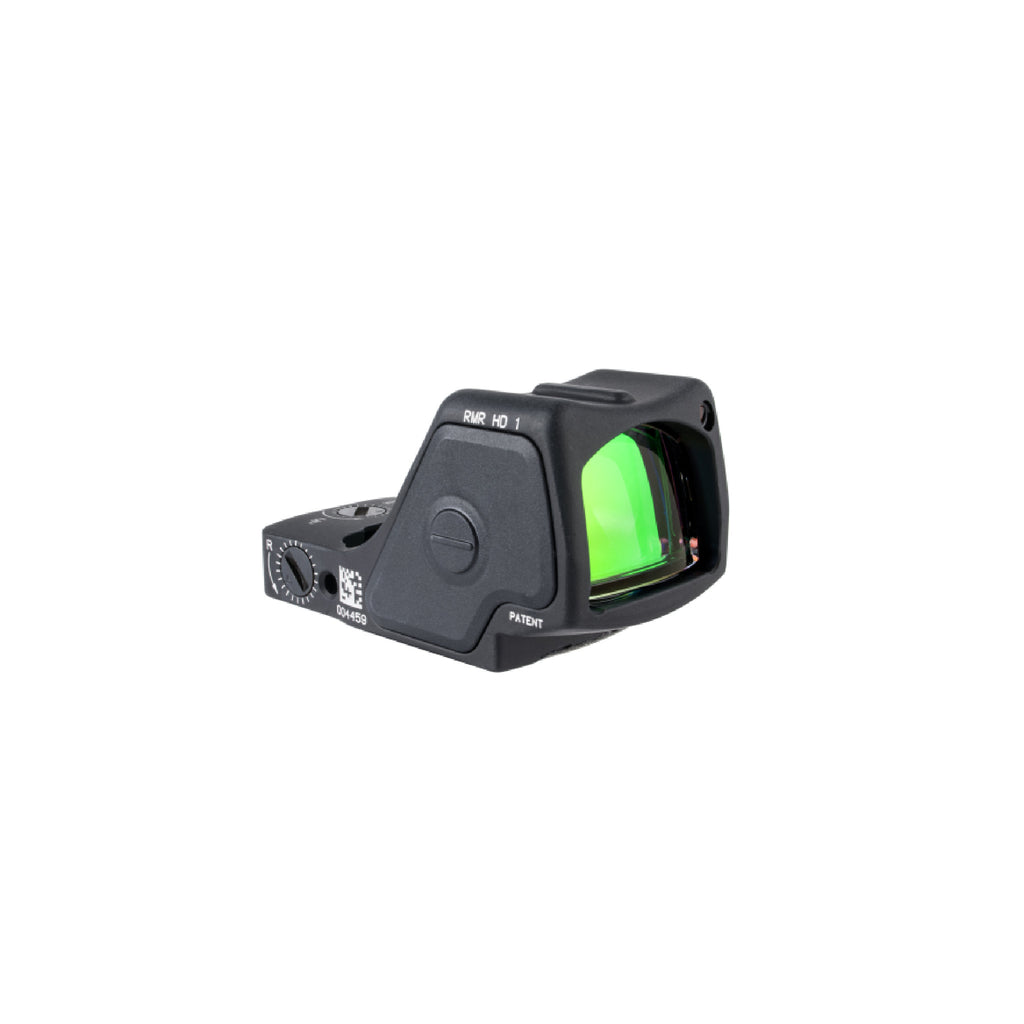 Trijicon RMR HD 55 MOA circle 1 MOA dot red dot sight angled front view from the other side