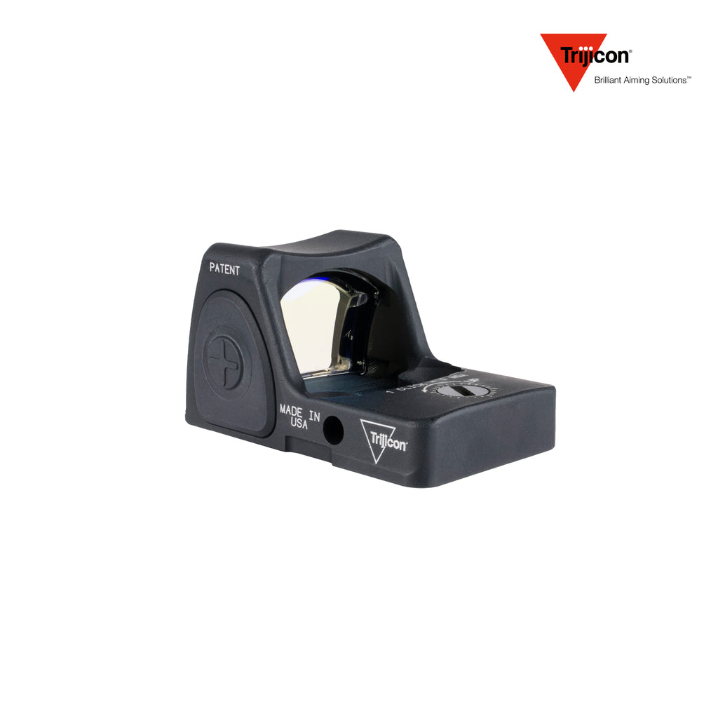 Trijicon RMR Type 2 green dot sight, an open-emitter reflex optic for pistol use