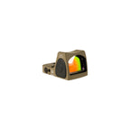 Trijicon RMR Type 2 1.0 MOA red dot sight flat dark earth three-quarter view from the right showing the lens coating