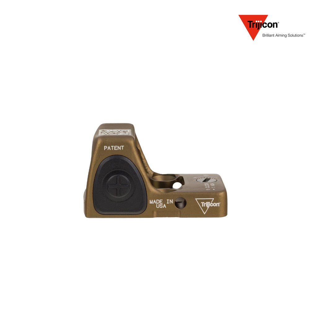 Trijicon RMR Type 2 red dot sight in coyote brown, close-up product view