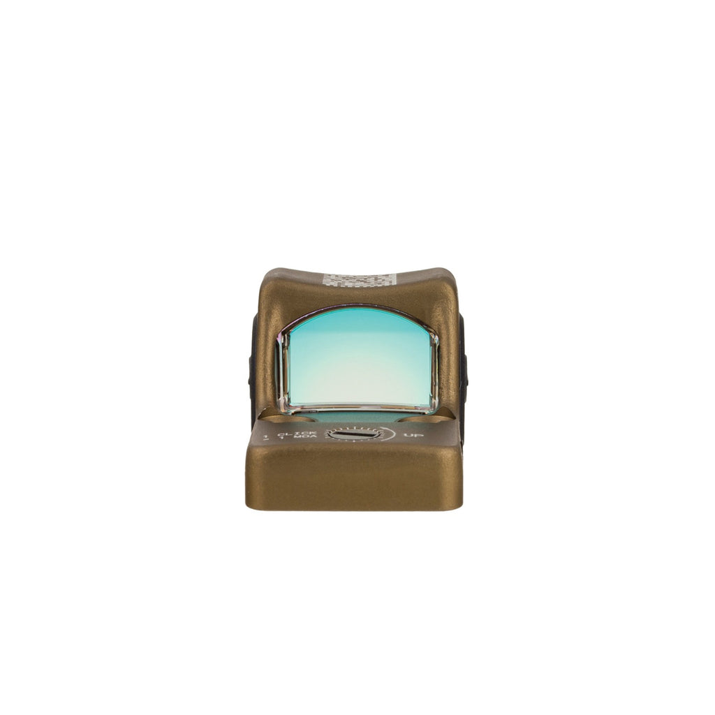 Trijicon RMR Type 2 3.25 MOA red dot sight coyote brown straight-on view showing the window