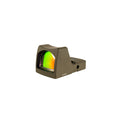 Trijicon RMR Type 2 3.25 MOA red dot sight olive drab green close three-quarter view showing the lens coating