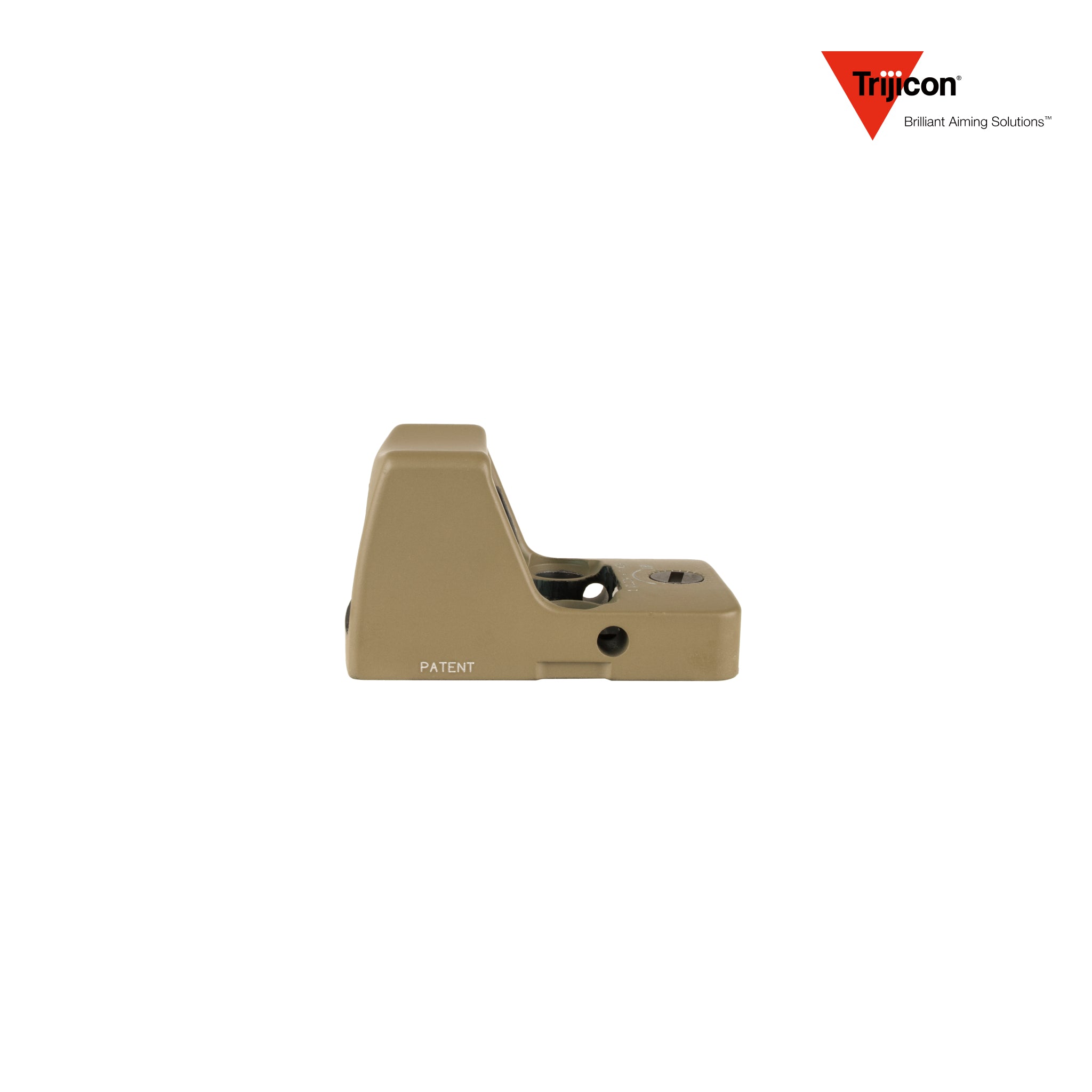 Trijicon RMR Type 2 red dot sight 3.25 MOA dot reticle in flat dark earth, close-up product view