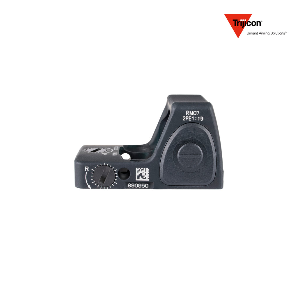 Trijicon RMR Type 2 red dot sight 6.5 MOA adjustable dot reticle in black, close-up product view