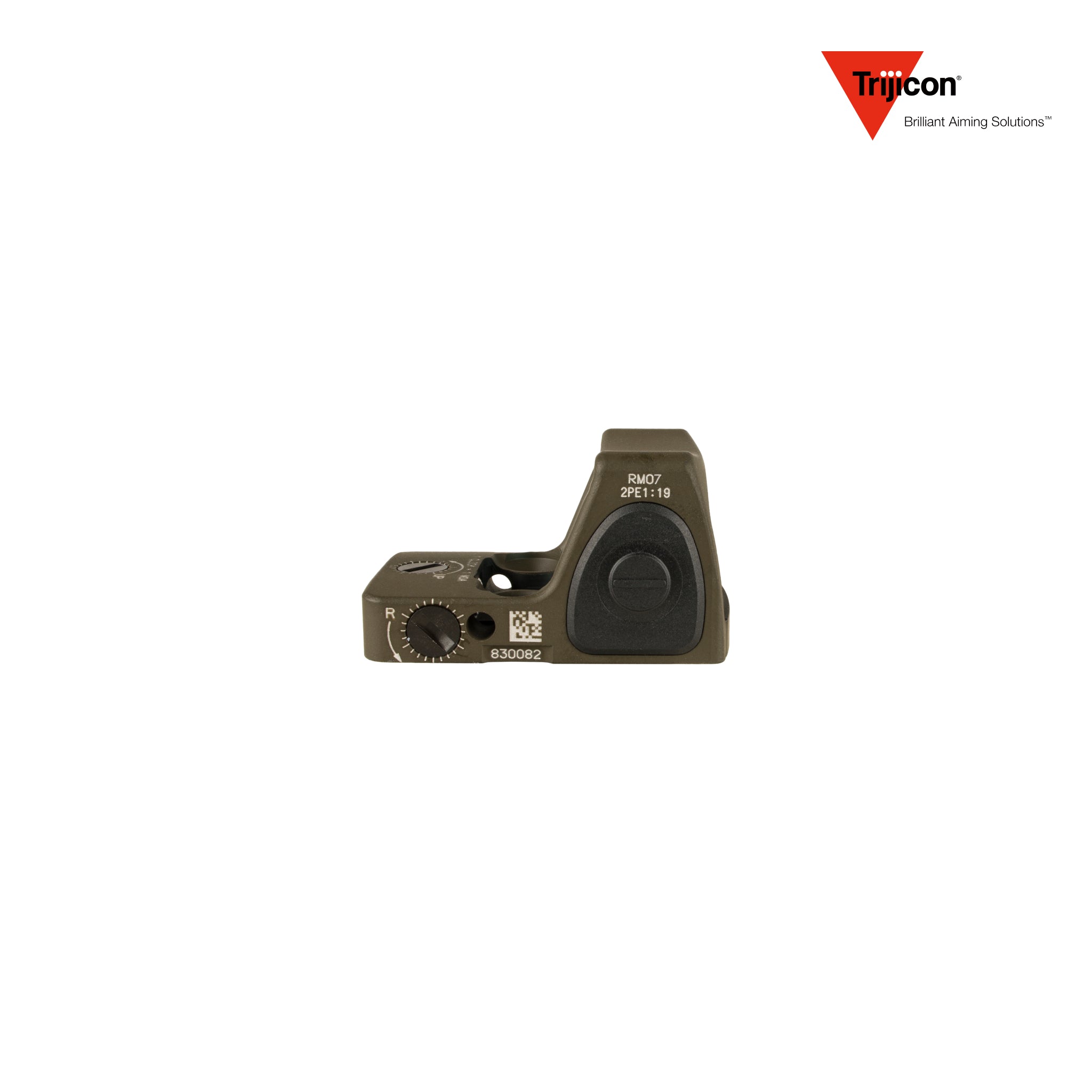 Trijicon RMR Type 2 red dot sight 6.5 MOA adjustable dot reticle in olive drab green on the RMR footprint