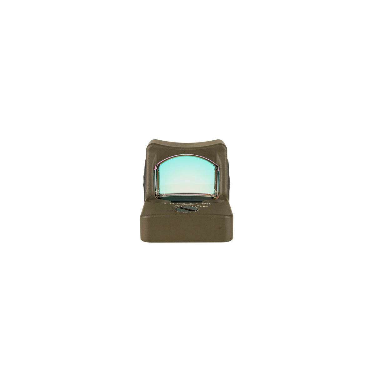 Trijicon RMR Type 2 6.5 MOA red dot sight olive drab green straight-on view showing the window