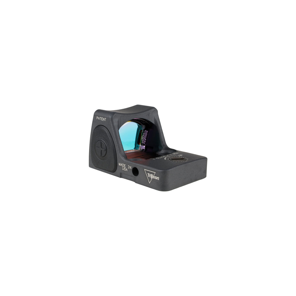 Trijicon RMR Type 2 6.5 MOA red dot sight sniper gray front three-quarter view showing the window