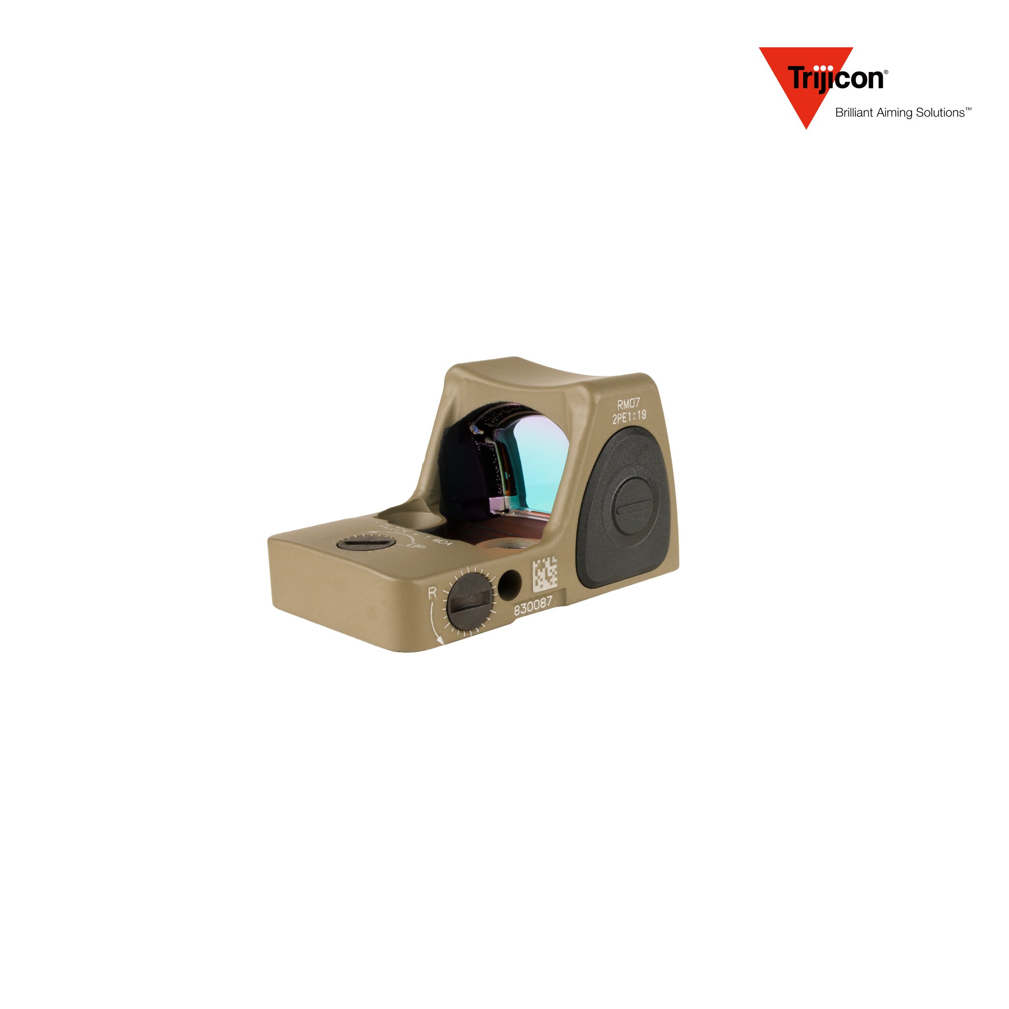 Trijicon RMR Type 2 red dot sight 6.5 MOA adjustable dot reticle in flat dark earth, detail product view
