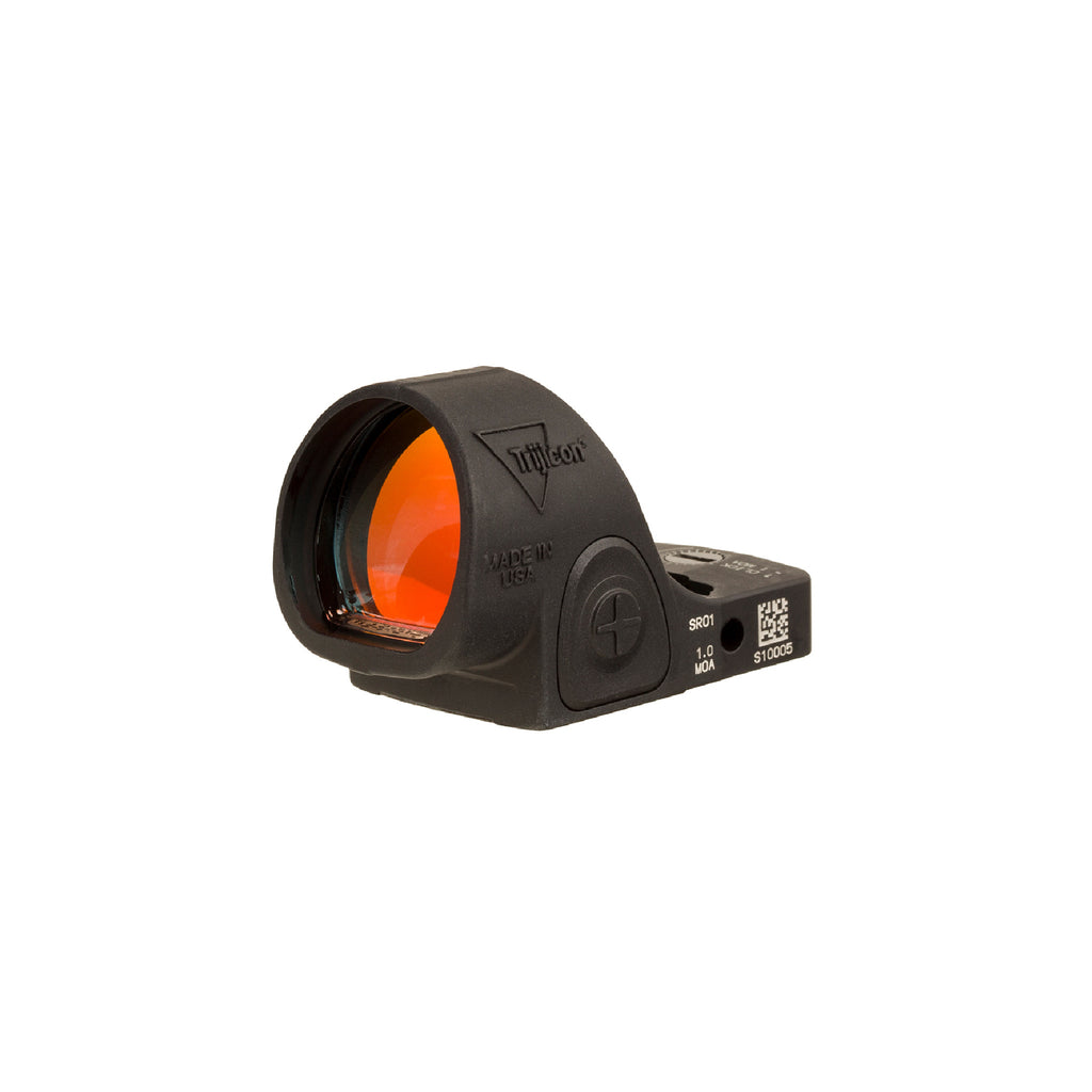 Trijicon SRO 1 MOA red dot sight front view showing the lens