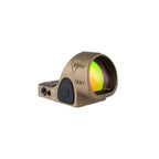 Trijicon SRO 2.5 MOA red dot sight coyote brown front three-quarter view showing the lens coating
