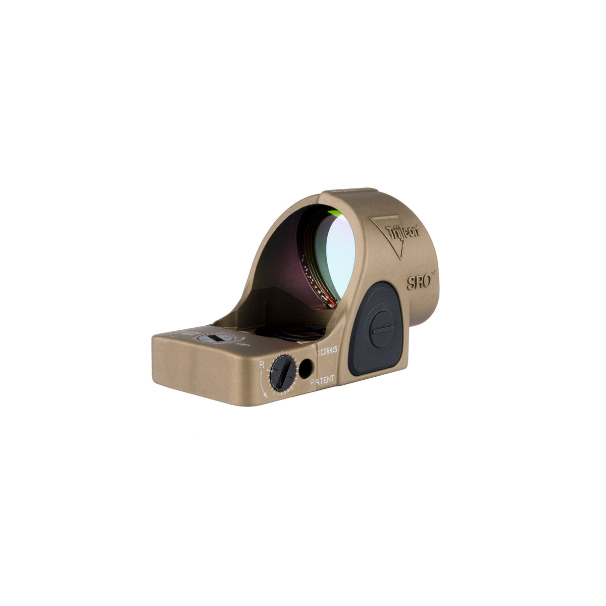 Trijicon SRO 5.0 MOA red dot sight coyote brown front three-quarter view from the right